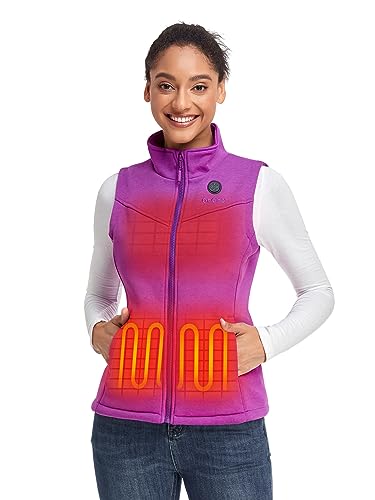ORORO Women's Fleece Heated Vest With Battery Pack Heated Gilet Womens