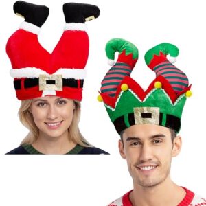 JOYIN 2PCS Christmas Santa and Elf Pants Hats for Funny Hilarious and Festive Christmas Party Hat Dress Up Celebrations