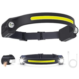 Puersit LED Head Torch USB Rechargeable 1PC LED Headlamp 6 Modes Motion Sensor Headligh 260° LED Headtorch Lightweight IPX4 Waterproof Hands-Free Flashlight for Camping
