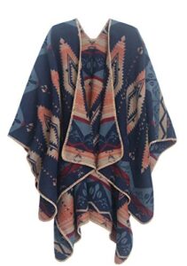 DiaryLook Women's Printed Shawl Wrap Fashionable Open Front Poncho Cape