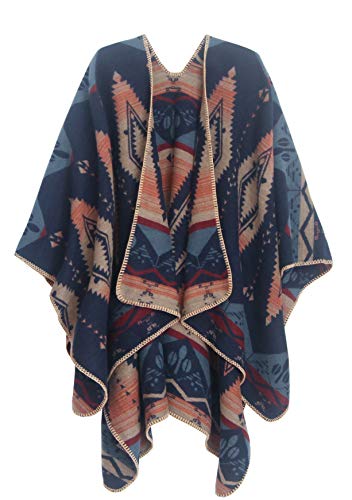 DiaryLook Women's Printed Shawl Wrap Fashionable Open Front Poncho Cape