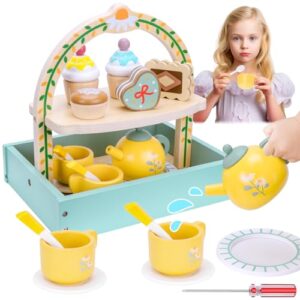 Hysagtek Wooden Tea Set for Toddlers