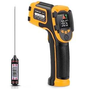 Infrared Thermometer Non-Contact Digital Laser Temperature Gun Color Display -58℉~1112℉(-50℃~600℃) Adjustable Emissivity - for Cooking/BBQ/Freezer/Food/Fridge - Meat Thermometer Included