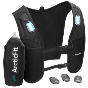 ArcticFit LED Running Vest - Adjustable Unisex Reflective Vest with Phone Holder and Storage - Lightweight and Durable Running Backpack Alternative - Hydration Ves
