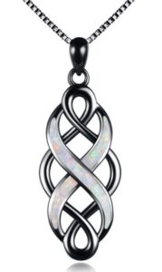 YFN Celtic Knot Necklace Created Opal Pendant Sterling Silver Infinity Love Jewelry