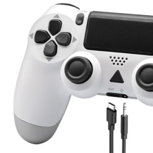 ARCELI Wireless Controller for PS4/Pro/Window PC - Enhanced Gamepad with Double Motor Shock/Remote Joystick/Audio/Touch pad/600mAh Battery (White)