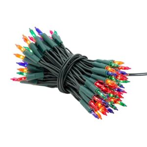 The Christmas Workshop 75230 100 Multi-Coloured Christmas Tree Lights / Static Shadeless Fairy Lights / 7.9m Length / Mains Operated / Efficient Indoor Lights / Replaceable Push-In Bulbs            [Energy Class A+++]