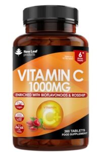 Vitamin C Tablets 1000mg - 360 Tablets Premium Vitamin C Supplements - Enriched with Bioflavonoids & Rosehip Vegan & Vegetarian Vitamin C High Strength Ascorbic Acid VIT C for Normal Immune System