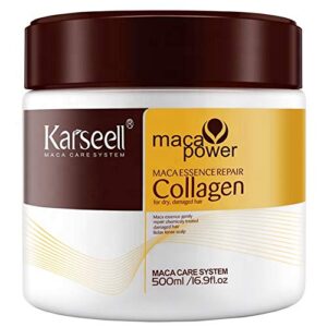Karseell Collagen Hair Treatment Natural Argan Oil Hair Mask Deep conditioning for Dry Damaged Hair All Hair Type 16.9 Oz 500ml