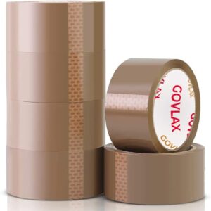 GOVLAX GROUP Premium Brown Low Noise Packing Tape - Heavy Duty & Strong Adhesive Ideal for Packing Boxes