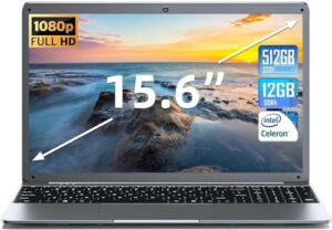 Naclud Laptop 15.6 Inch 12GB RAM 512GB SSD Storage