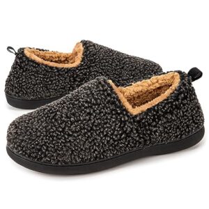 Buffeet Men's Warm Memory Foam House Slippers with Fuzzy Faux Fleece