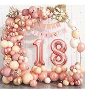 10th Birthday Decorations Rose Gold,10th Birthday Balloon Garland Party Decorations with Number 1...