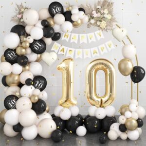 10th Birthday Decorations Black Gold Sand White
