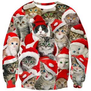 Goodstoworld Unisex 3D Christmas Jumpers Novelty Xmas Animal Elf Printed Sweatshirt Long Sleeve T-Shirt S-XXL