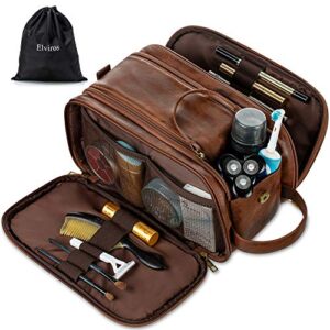 Water-Resistant Leather Toiletry Bag for Men