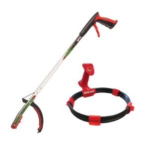 THE HELPING HAND 2 Pack Childrens Litter Picking Kit | 1 x Graptor Picker 27" & 1 x Kids Small Bin Bag Hoop with Clips. Secure and Comfortable for Ages 7-11. Short Rubbish Grabbe