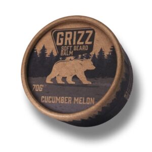 Grizz Soft Beard Balm | 70g | Beard Moisturiser | Beard Wax | Beard Cream | Shea Butter & Bees Wax | Jojoba Oil & Argan Oil | (Cucumber Melon)