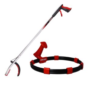 Helping Hand Company 2 Pack Litter Picking Starter Kit for Adults | 1 x Heavy Duty Litterpicker PRO 33” with Strong and Secure Grip & 1 x Lightweight Bin Bag Hoop with Clips. Easy Waste Collectio