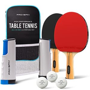 PRO-SPIN Portable Table Tennis Set | Premium All-in-One Kit with Retractable Table Tennis Net for Any Table