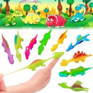 BASUNLOY 15PCS Slingshot Dinosaur Finger Toys