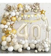 30th Birthday Decorations Sand White Gold,30th Birthday Balloon Garland Party Decorations with Nu...