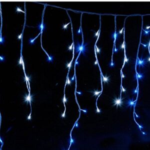 Icicle Christmas Fairy Lights Waterproof Outdoor/Indoor use. Blue & White 400 LED 10M Wide 80 Drops Plus a Massive 10M Lead Cable