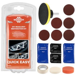 GEARZAAR Headlight Restoration Kit and Lens Sealer Restore Plastic Headlamps Repair set for yellowing