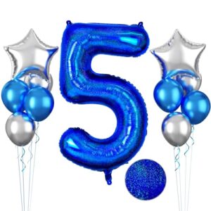 Laser Blue Number 5 Balloon