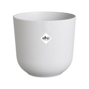 elho Jazz Round 16cm Flower Pot - Indoor Plant Pot - 100% Recycled Plastic - Unique Structure - White/Silky White