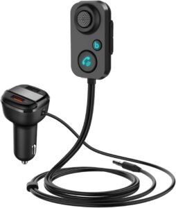 Car Bluetooth Receiver 2.4A QC3.0 Dual Port USB Charger Bluetooth 5.1 AUX Jack Playing Music And Hands Free Calling Car Adapte