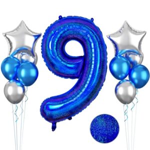 Laser Blue Number 9 Balloon