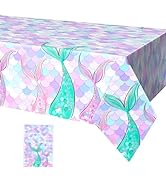 FunHot Mermaid Tablecloth, Purple Mermaid Table Cover, 54 x 108 Inch Rectangle Mermaid Scales Pri...