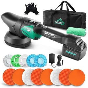BATOCA S2 Cordless Car Buffer Polisher Dual Action 5 Inch Powerful Polishing Waxer Machine Kit 2000-4500 RPM 6 Variable Speed 125mm Sponge Pads for Car Detailing Polish with 1Pack 12V 5.0Ah Battery