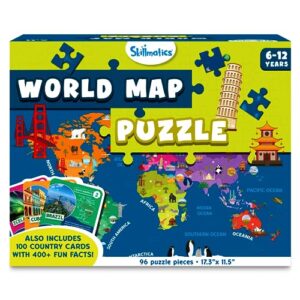 Skillmatics World Map Puzzle - 96 Piece Jigsaw Puzzle