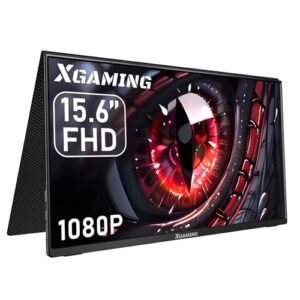 XGaming Portable Monitor 15.6 Inch 1920 × 1080 FHD IPS Monitor Screen with HDR10/HDMI/Type-C/USB-C Eye Care Computer Display