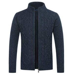 Allthemen Mens Knitted Cardigan Thick Sweater Zip Up Cardigans Classic Stand Collar Long Sleeve Casual Warm Sweatshi