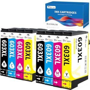 603XL Ink Cartridges 8-Packs Compatible for Epson 603XL Ink Cartridges Multipack for Expression XP-2100 XP-2105 XP-2150 XP-3100 XP-3150 XP-4100 WorkForce WF-2810 WF-2820 WF-2830 WF-2835 WF-285