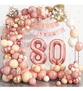 70th Birthday Decorations for Women,Rose Gold 70th Birthday Balloon Arch Garland Kit With Happy 7...