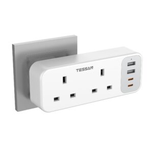 Double Plug Adaptor with 4 USB(2 USB C)