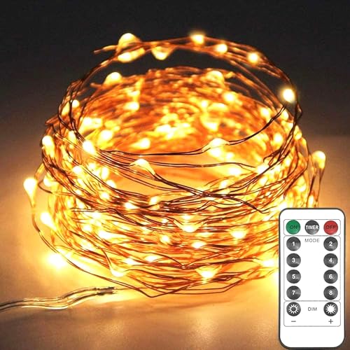 Twinkle Star 200LED 66FT/20M Copper String Lights Fairy String Lights 8 Modes LED String Lights USB Powered with Remote Control for Christmas Tree Wedding Party Home Decoration