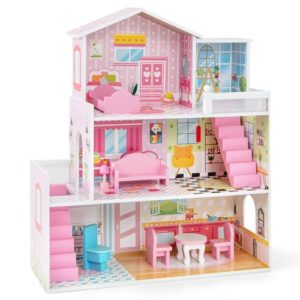COSTWAY Wooden Dolls House