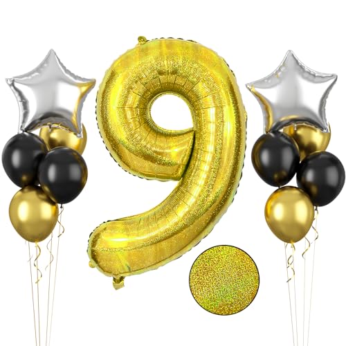 Laser Gold Number 9 Balloon