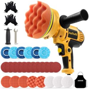 AUTIWOZ 5-Inch Rotary Car Polisher Buffer Sander 700W Mini Waxing Polishing Machine for Car Boat Floor DIY Polish Buffing Cleaning Variable 6 Speeds with 125mm Pad Bonne