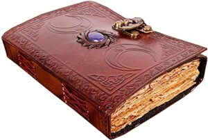 ALCRAFT Vintage Leather Celtic Triple Moon Grimoire Black Book of Shadows Spellbook Journal for Men Women