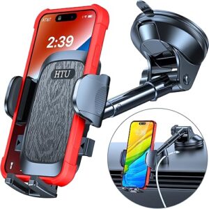Car Phone Holder Mount 2024 【80LBS Strongest Suction】Newest 360° Rotatable Military-Grade Suction Cup Mobile Automobile Cradle Dashboard Windscreen Van Stand for iPhone 15 14 Pro Max 13 12 Samsung