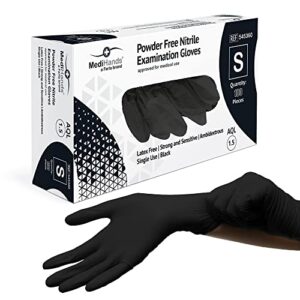 Farla Medical MediHands Nitrile Gloves - Disposable Black Gloves - Powder Free & Latex Free Nitrile Gloves Small - Multi-Purpose