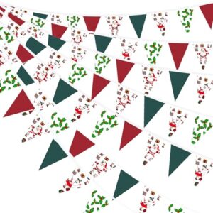7M/23Ft Red Green Christmas Banner-20PCS Christmas Fabric Bunting Banner
