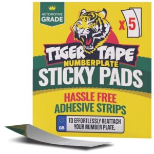Tiger Tape® Car Number Plate Sticky Pads | Automotive Grade Adhesive Double Sided Stickers. Perfect for Car License Plate Fixings | No drilling required | Permane