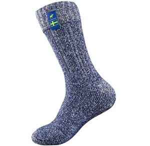 Classic Nordic Socks - Thick Calf Warming Wool Blend Thermal Socks For Winter | Midnight Blue Colour | Mens & Womens | Sizes Small
